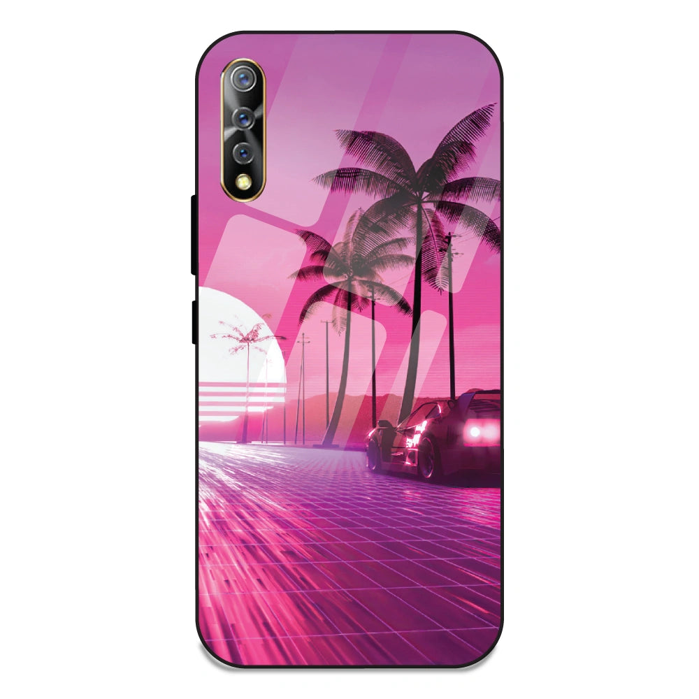 Retro Beach Synthwave - Glass Case For Vivo S1