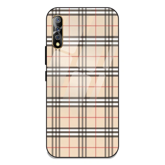 Yellow Checks - Glass Case For Vivo S1