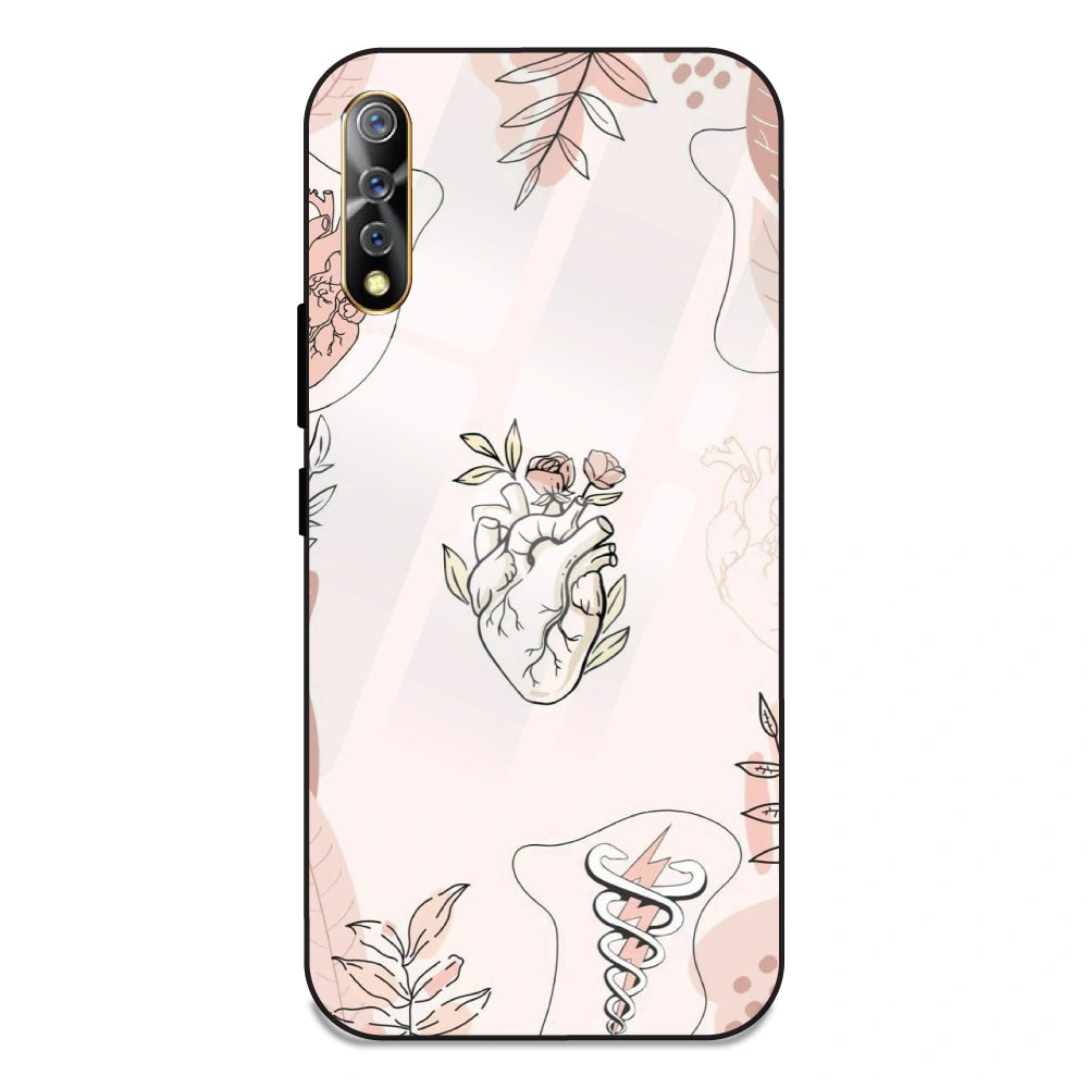 Heart And Flowers - Glass Case For Vivo S1