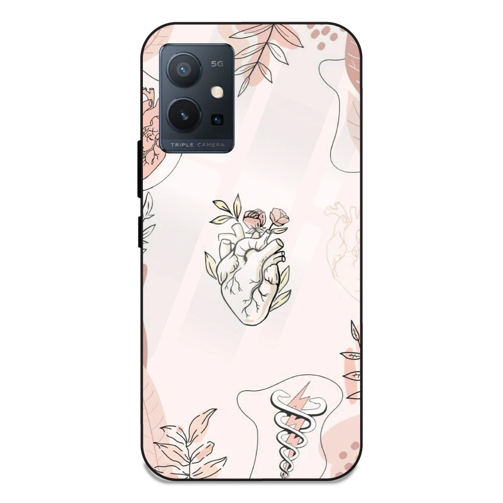 Heart And Flowers - Glass Case For Vivo T1 5G
