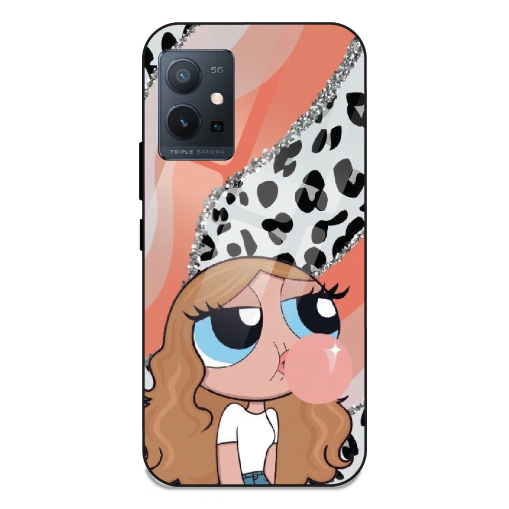 Peach Print Baddie Girl - Glass Case For Vivo T1 5G