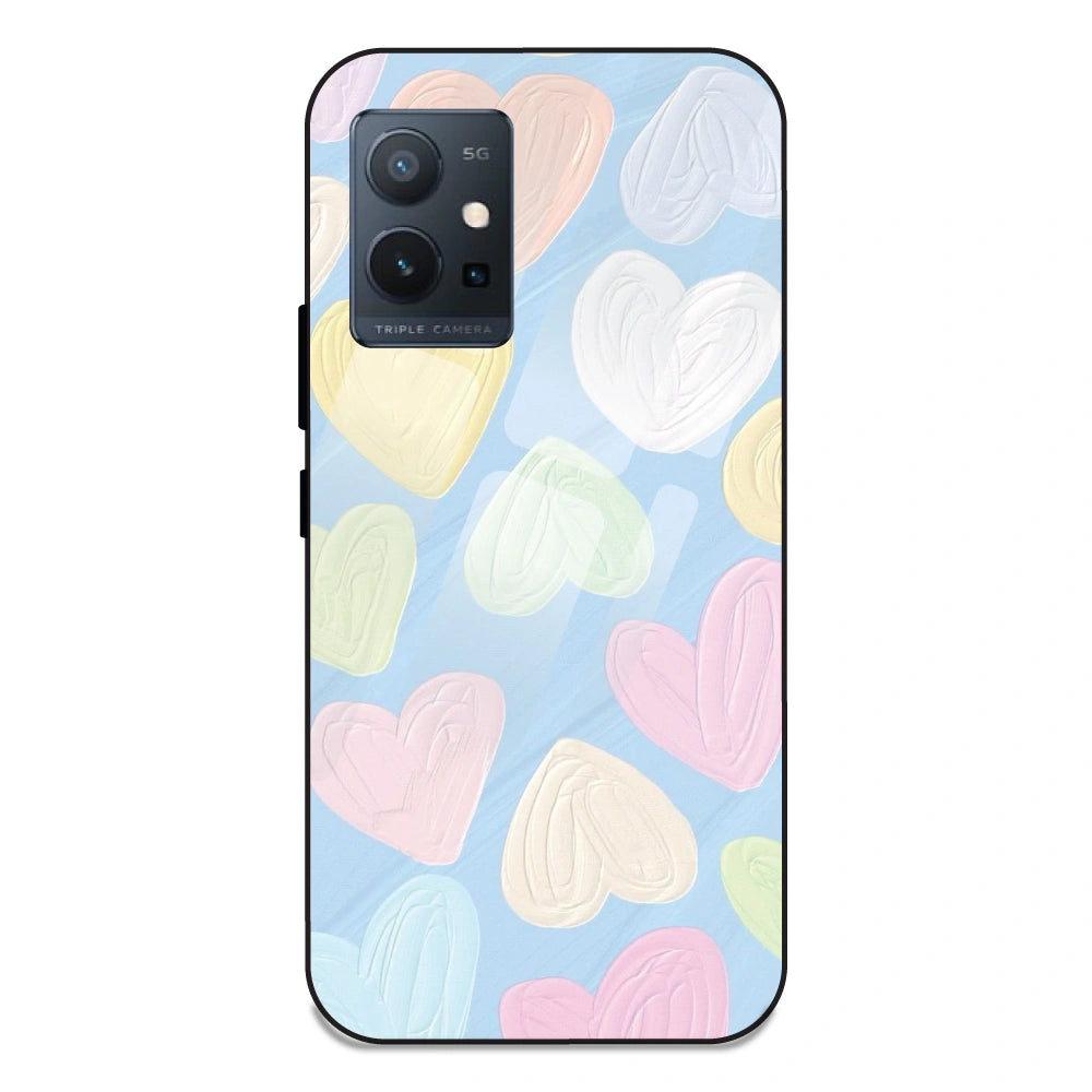 Pastel Hearts - Glass Case For Vivo T1 5G