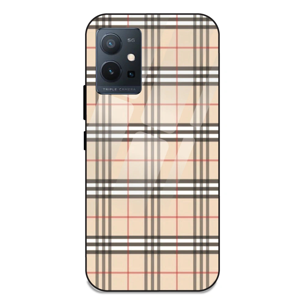Yellow Checks - Glass Case For Vivo T1 5G