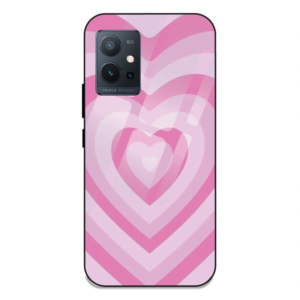 Pink Hearts - Glass Case For Vivo T1 5G