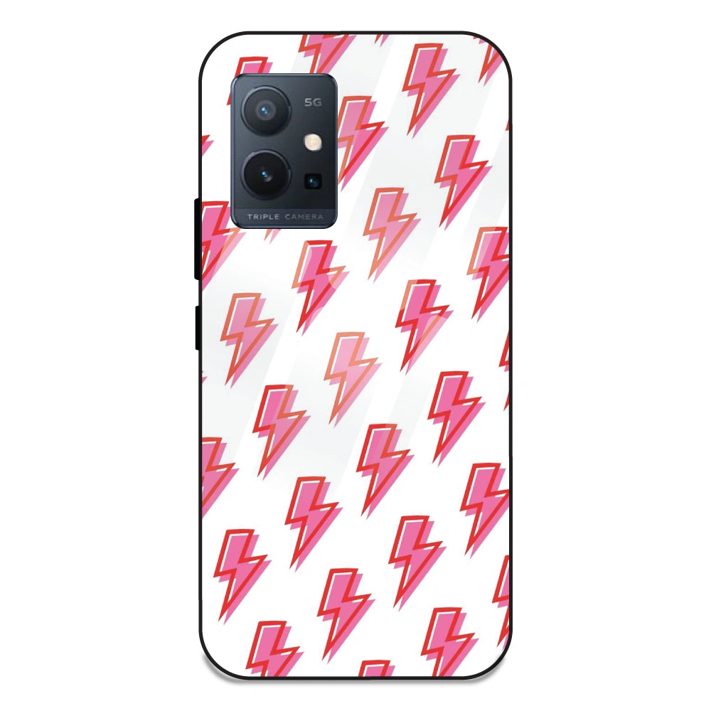 Pink Lightning Bolts - Glass Case For Vivo T1 5G