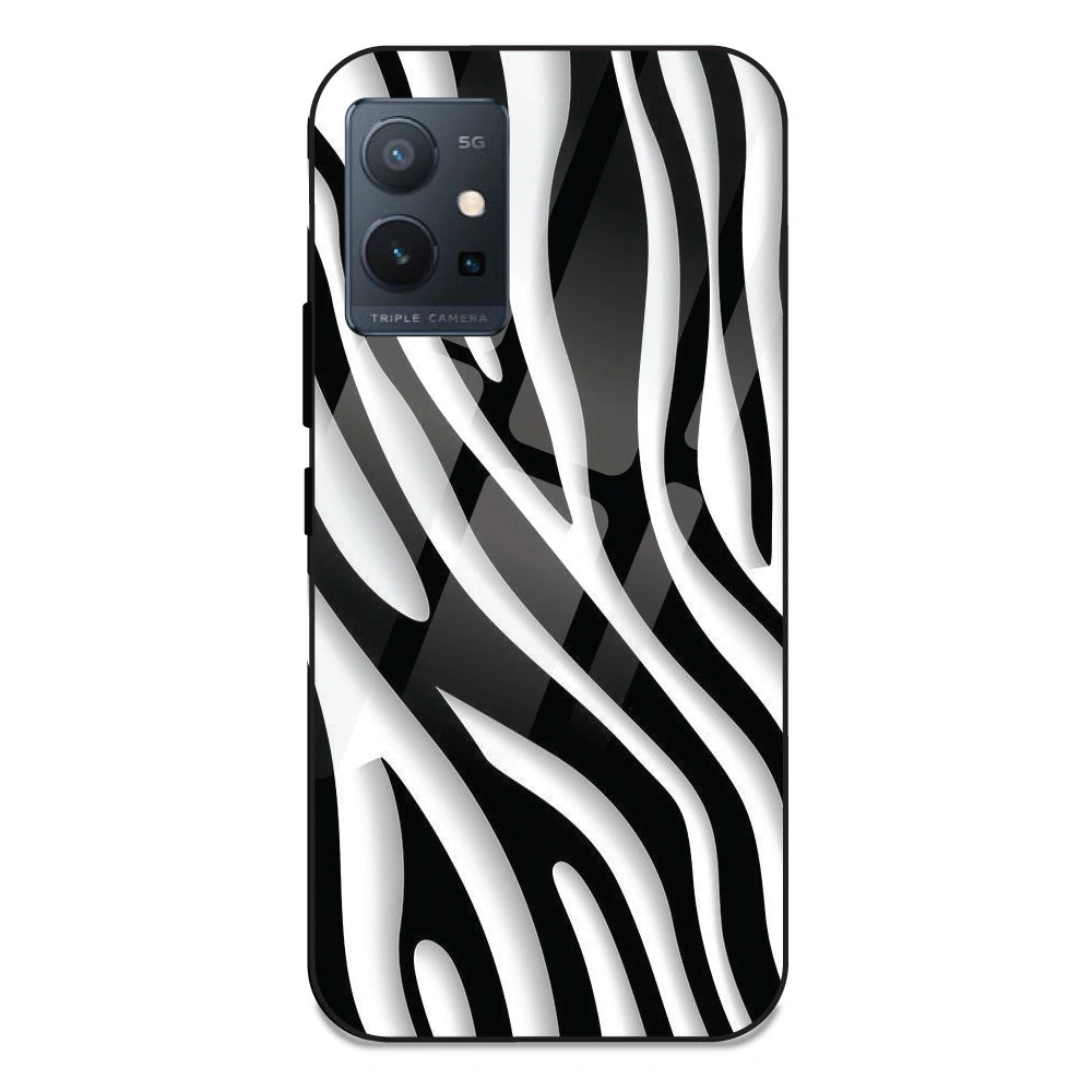 Zebra Print - Glass Case For Vivo T1 5G
