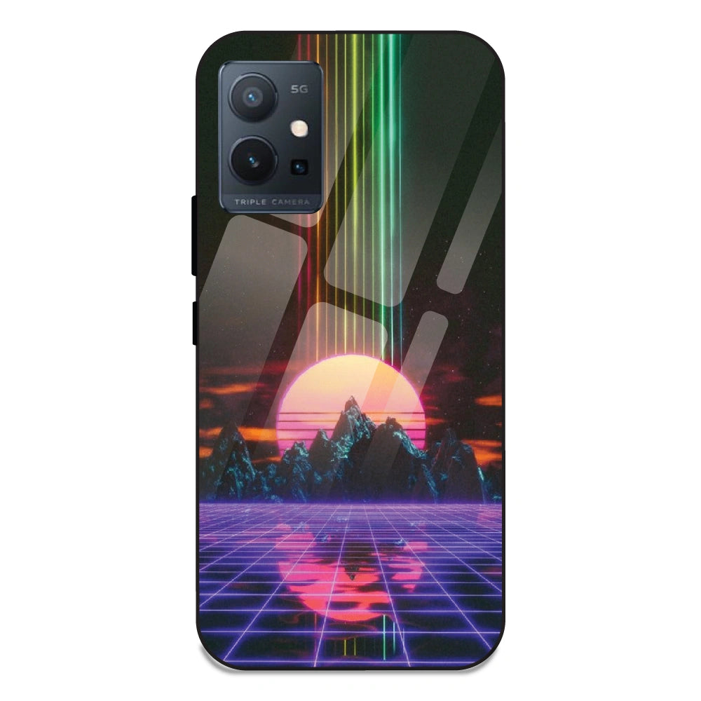 Retro Sunset Synthwave - Glass Case For Vivo T1 5G