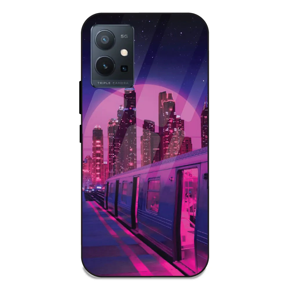 Neon City Synthwave - Glass Case For Vivo T1 5G