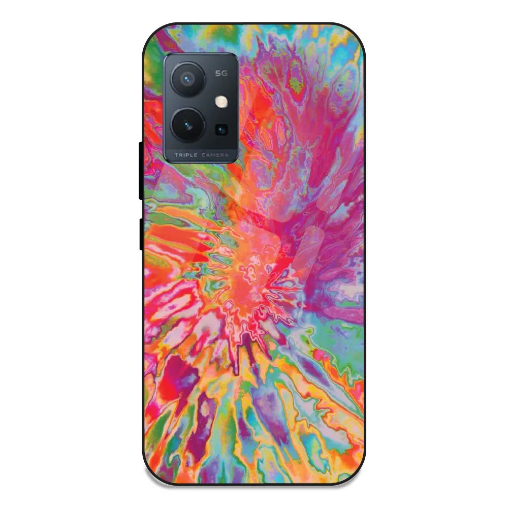 Orange Splash Tie Dye - Glass Case For Vivo T1 5G