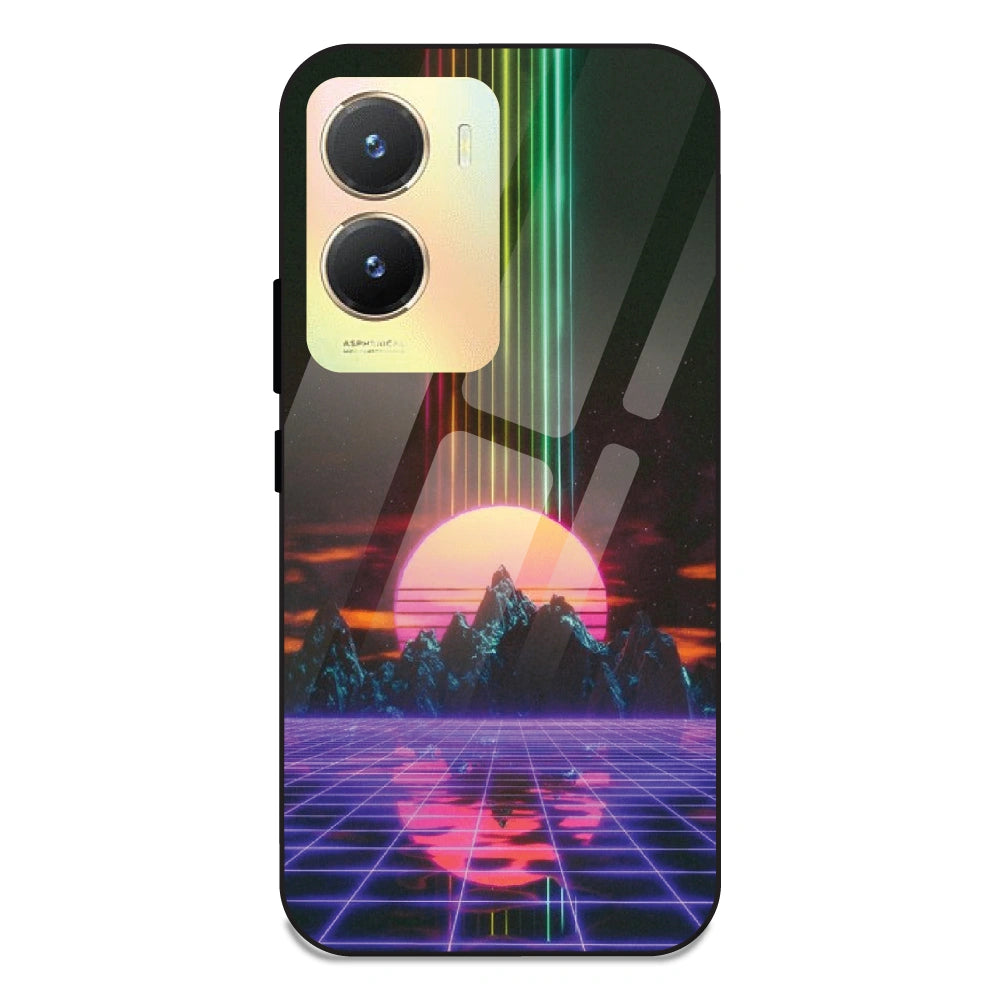 Retro Sunset Synthwave - Glass Case For Vivo T2X
