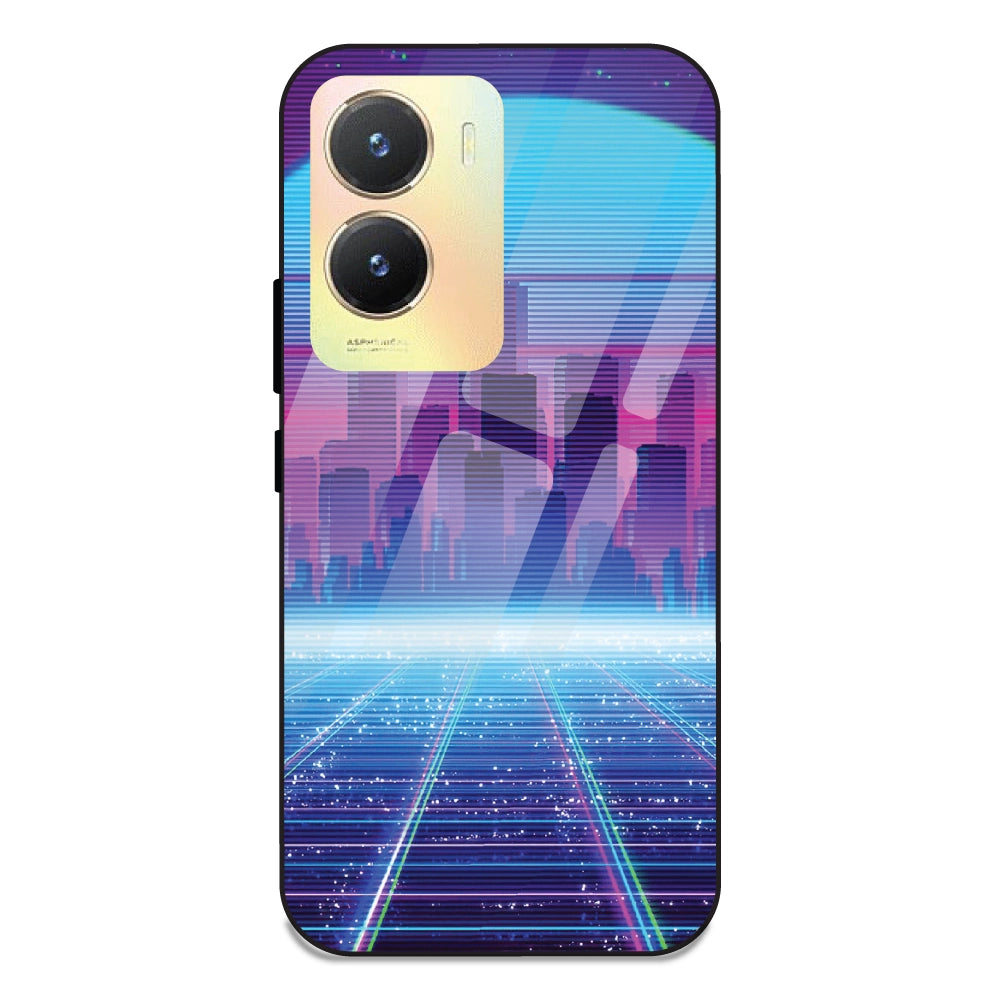 Cityscape Synthwave - Glass Case For Vivo T2X