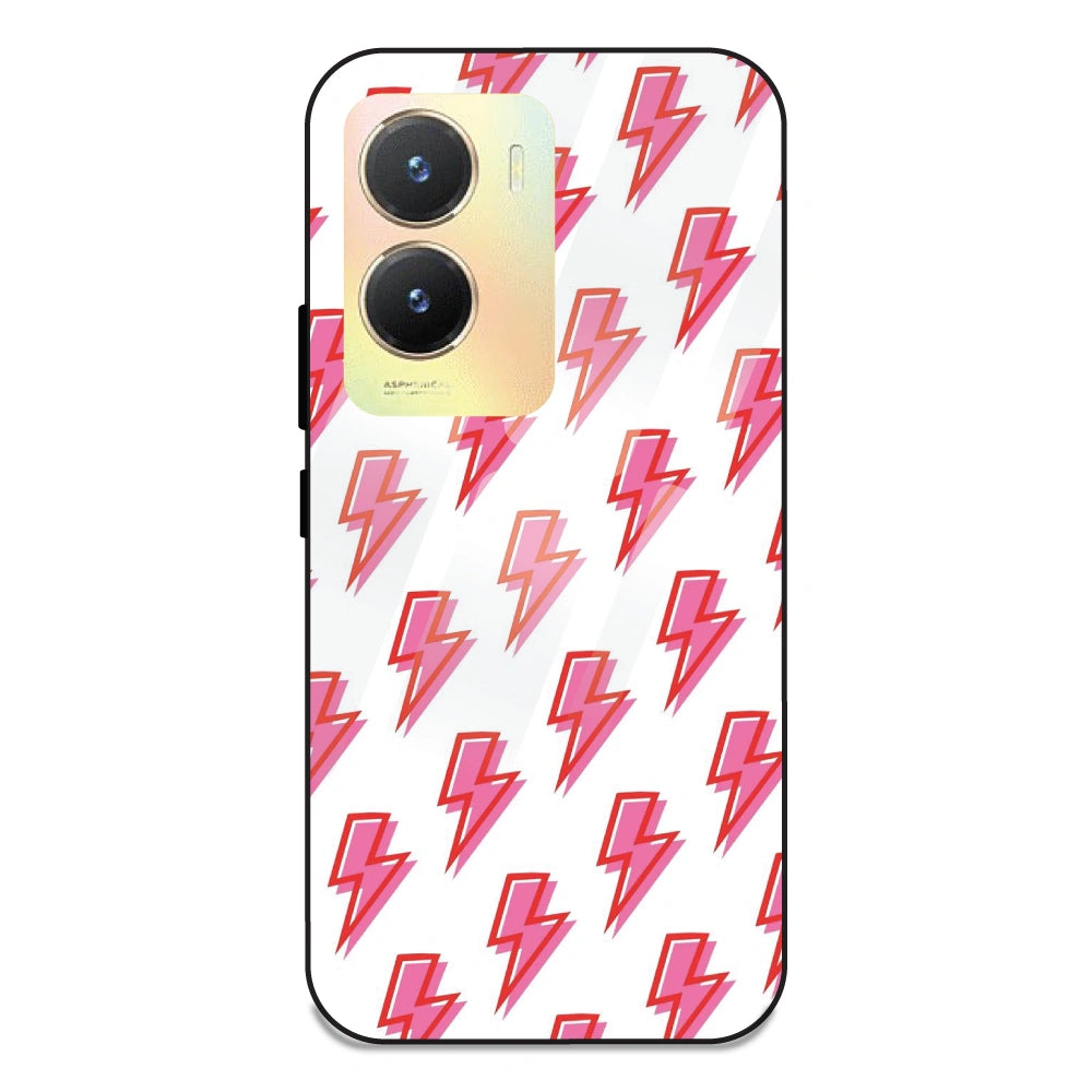Pink Lightning Bolts - Glass Case For Vivo T2X