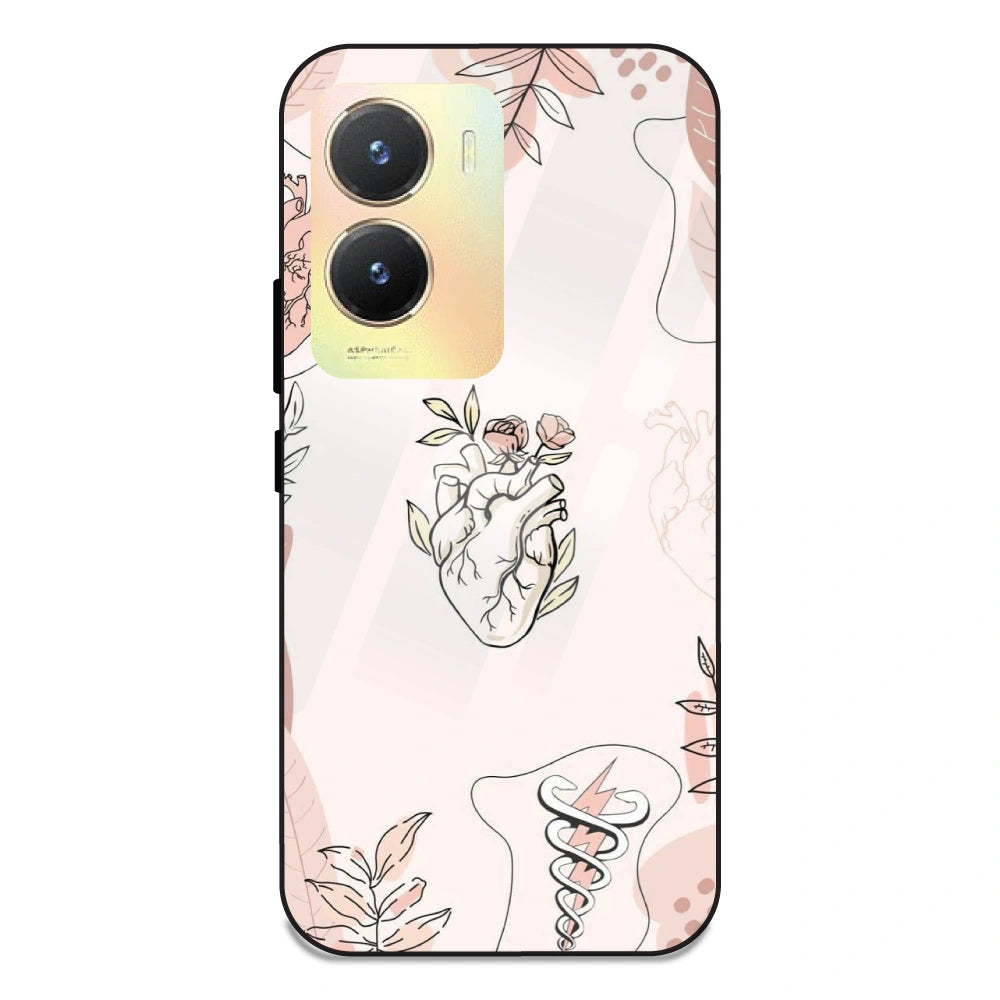 Heart And Flowers - Glass Case For Vivo T2X