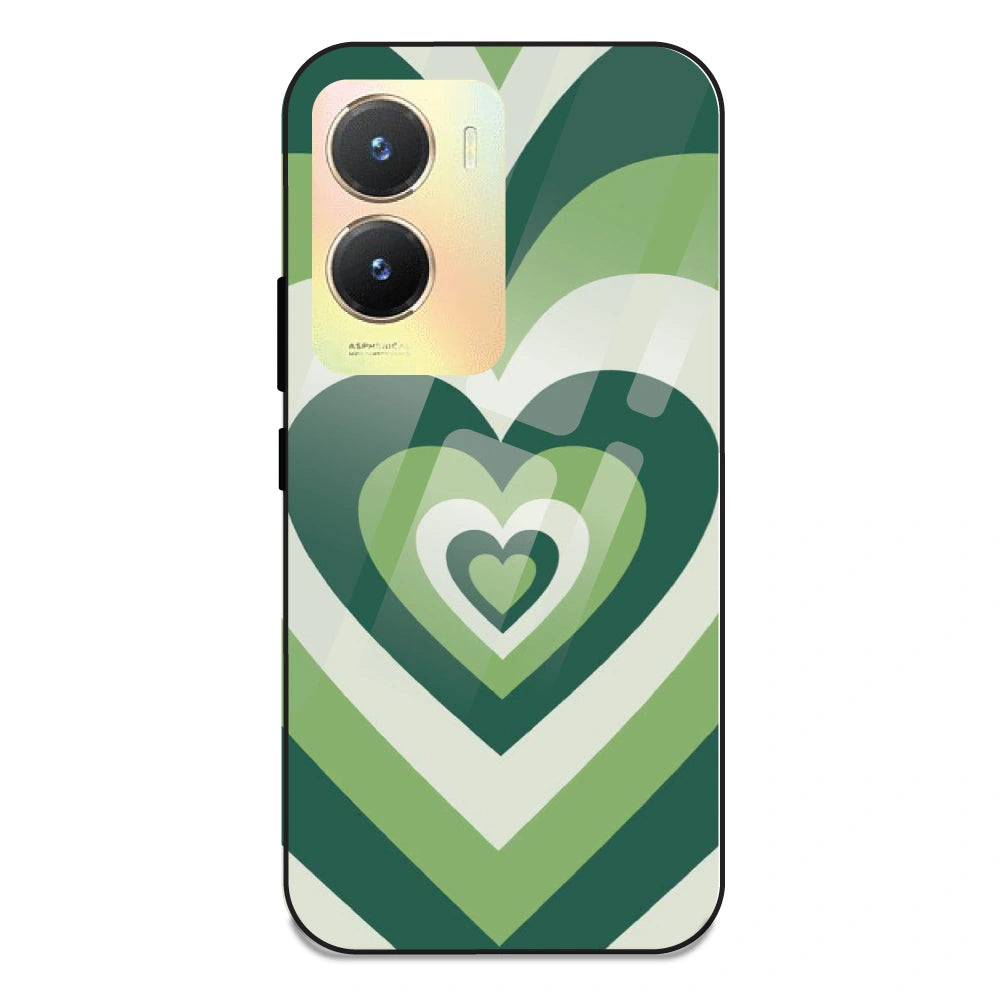 Green Hearts - Glass Case For Vivo T2X