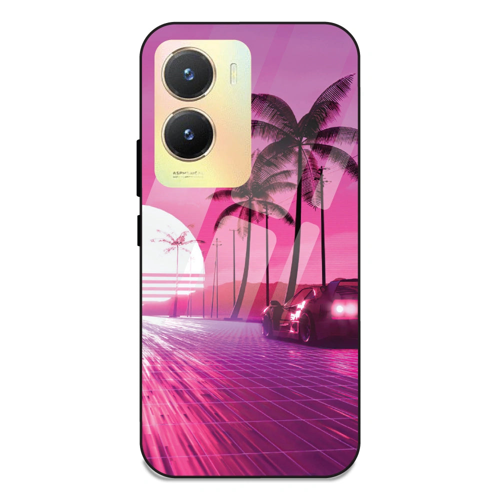 Retro Beach Synthwave - Glass Case For Vivo T2X