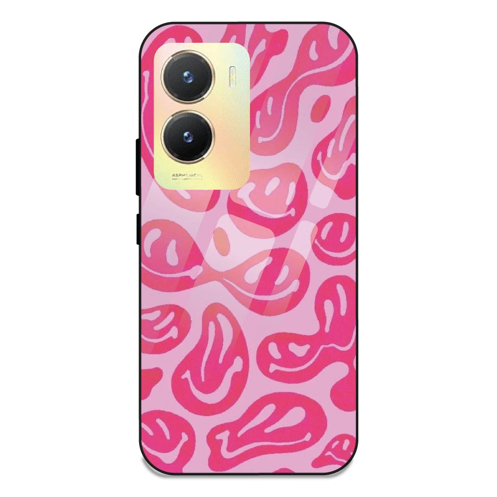 Pink Smilies - Glass Case For Vivo T2X