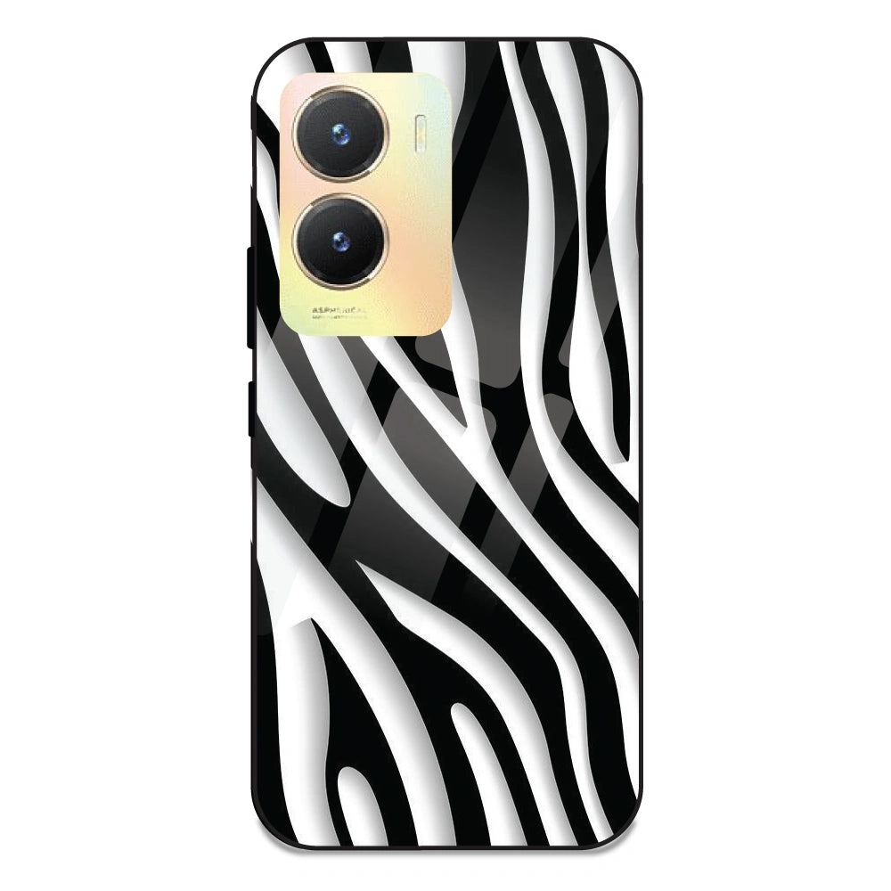 Zebra Print - Glass Case For Vivo T2X