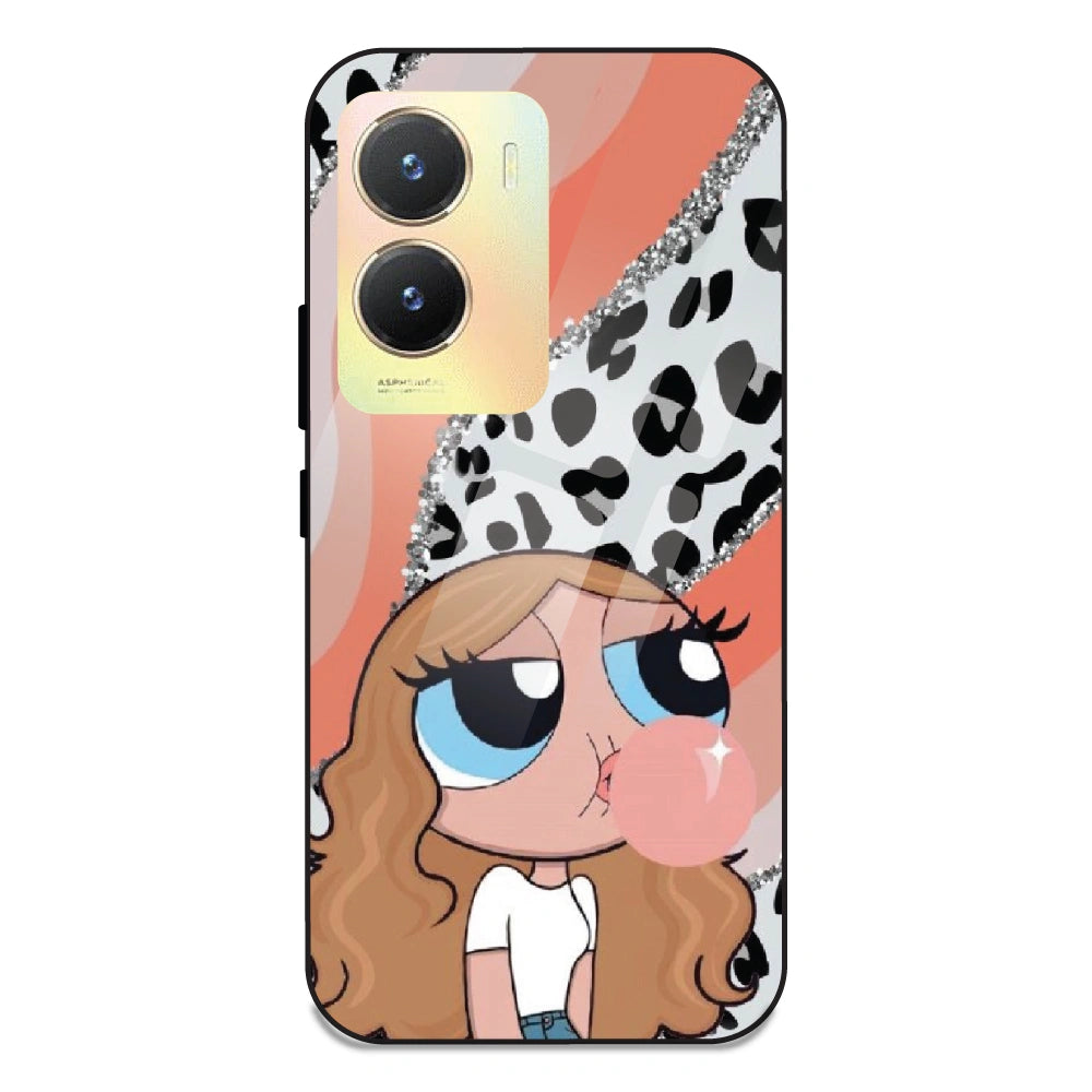 Peach Print Baddie Girl - Glass Case For Vivo T2X