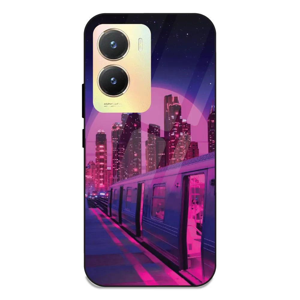 Neon City Synthwave - Glass Case For Vivo T2X
