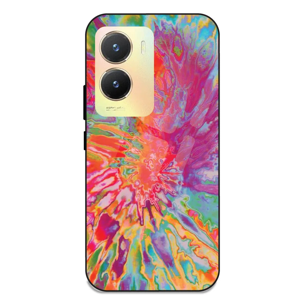 Orange Splash Tie Dye - Glass Case For Vivo T2X