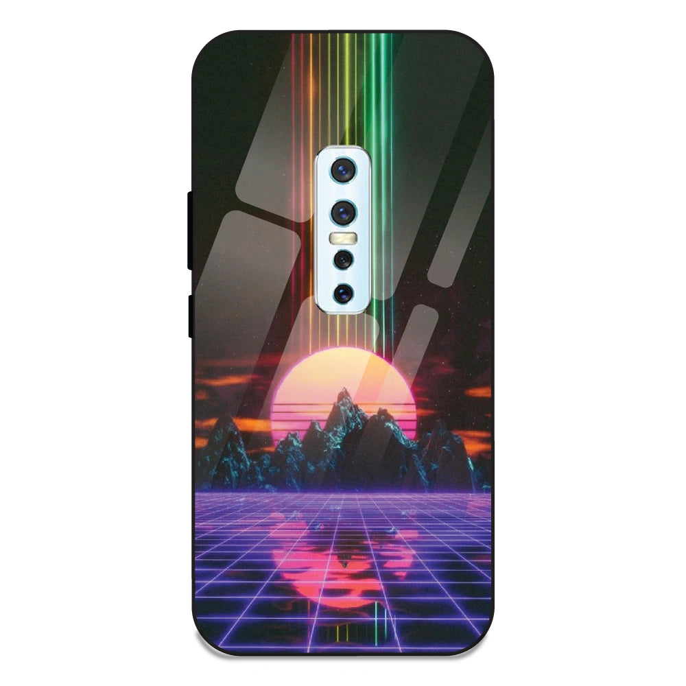 Retro Sunset Synthwave - Glass Case For Vivo V17 Pro