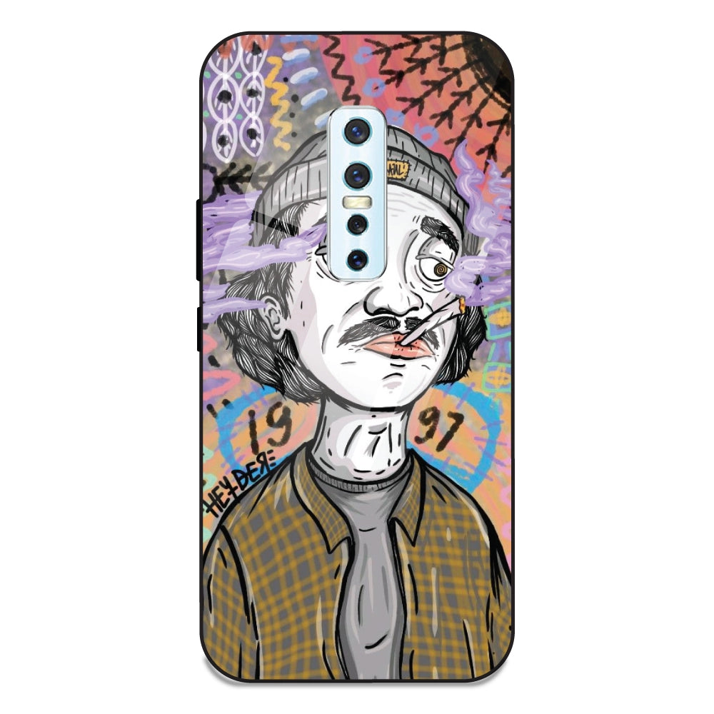 A Smoking Portrait - Glass Case For Vivo V17 Pro