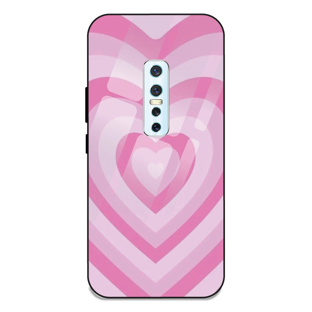 Pink Hearts - Glass Case For Vivo V17 Pro