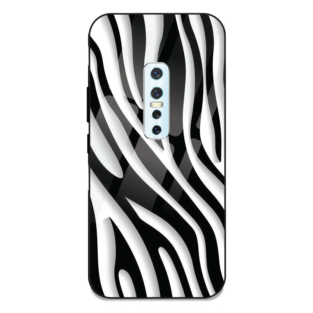 Zebra Print - Glass Case For Vivo V17 Pro