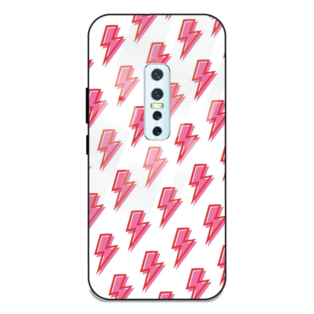 Pink Lightning Bolts - Glass Case For Vivo V17 Pro