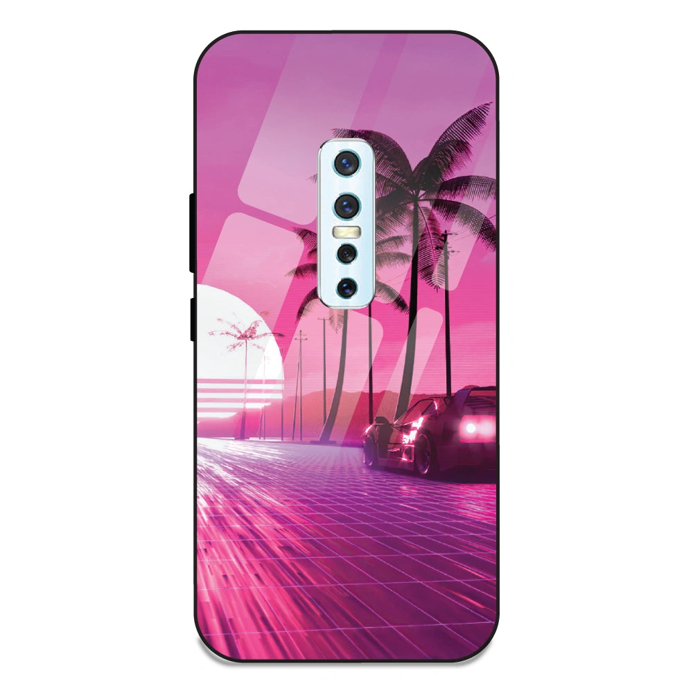 Retro Beach Synthwave - Glass Case For Vivo V17 Pro