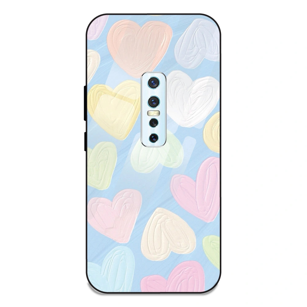 Pastel Hearts - Glass Case For Vivo V17 Pro