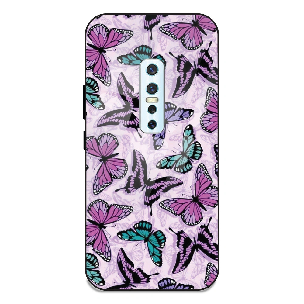 Purple Butterflies - Glass Case For Vivo V17 Pro