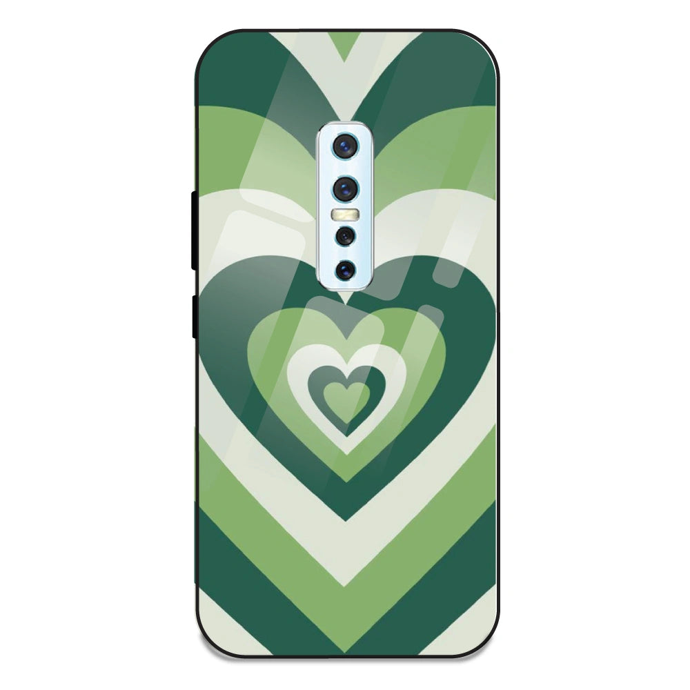 Green Hearts - Glass Case For Vivo V17 Pro