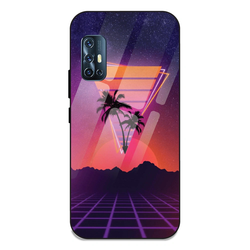Sunset Grid Synthwave - Glass Case For Vivo V17