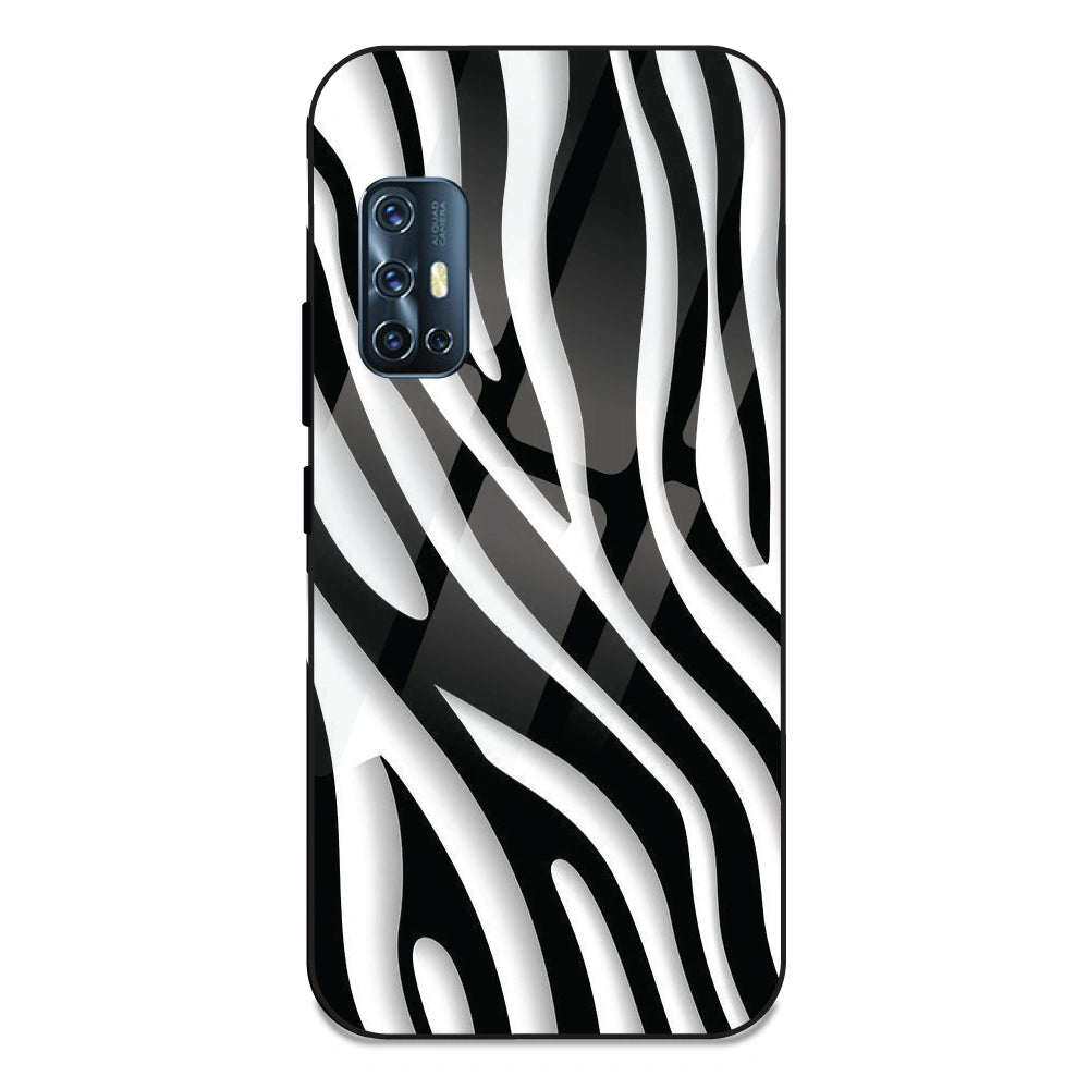 Zebra Print - Glass Case For Vivo V17