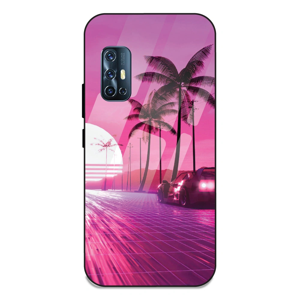 Retro Beach Synthwave - Glass Case For Vivo V17