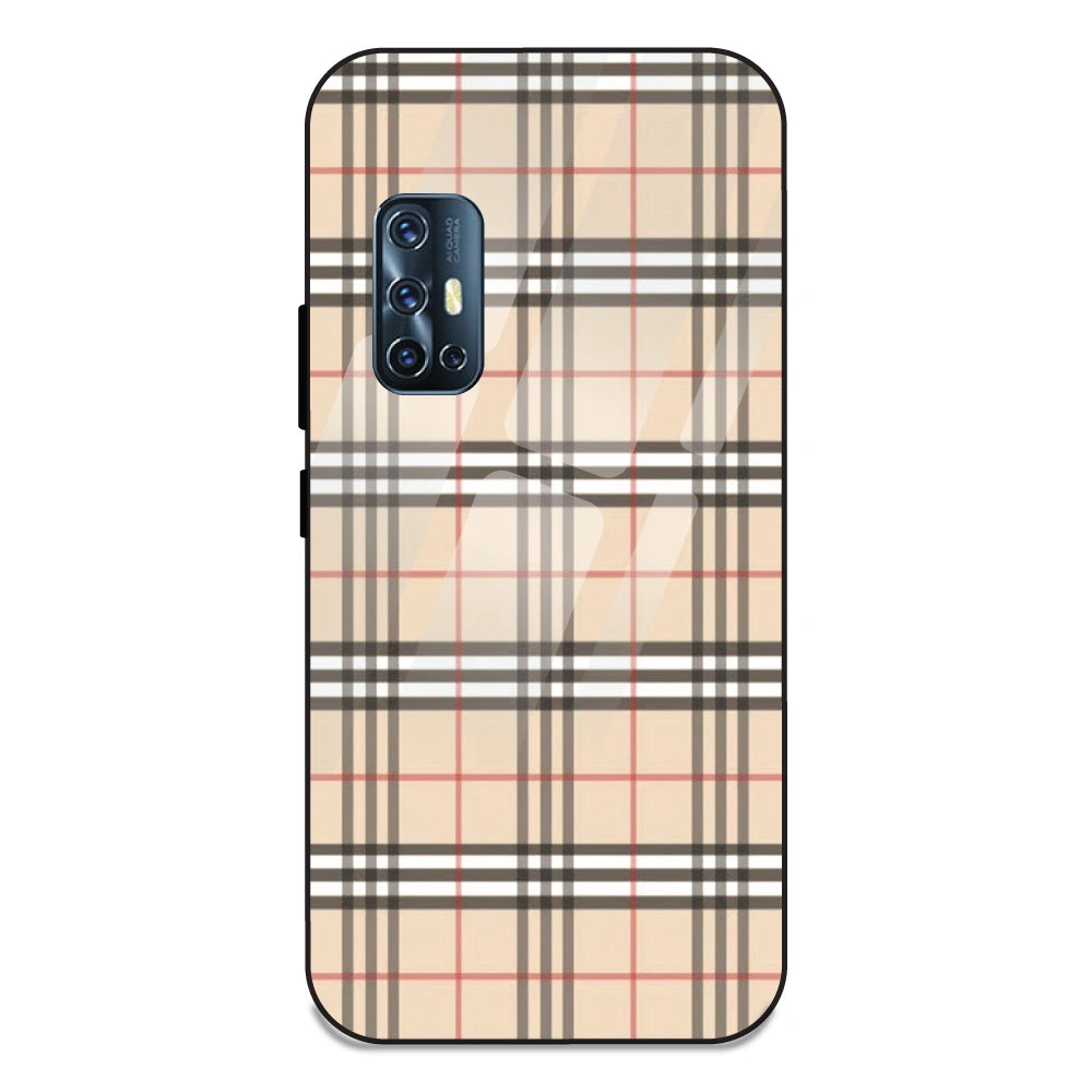 Yellow Checks - Glass Case For Vivo V17