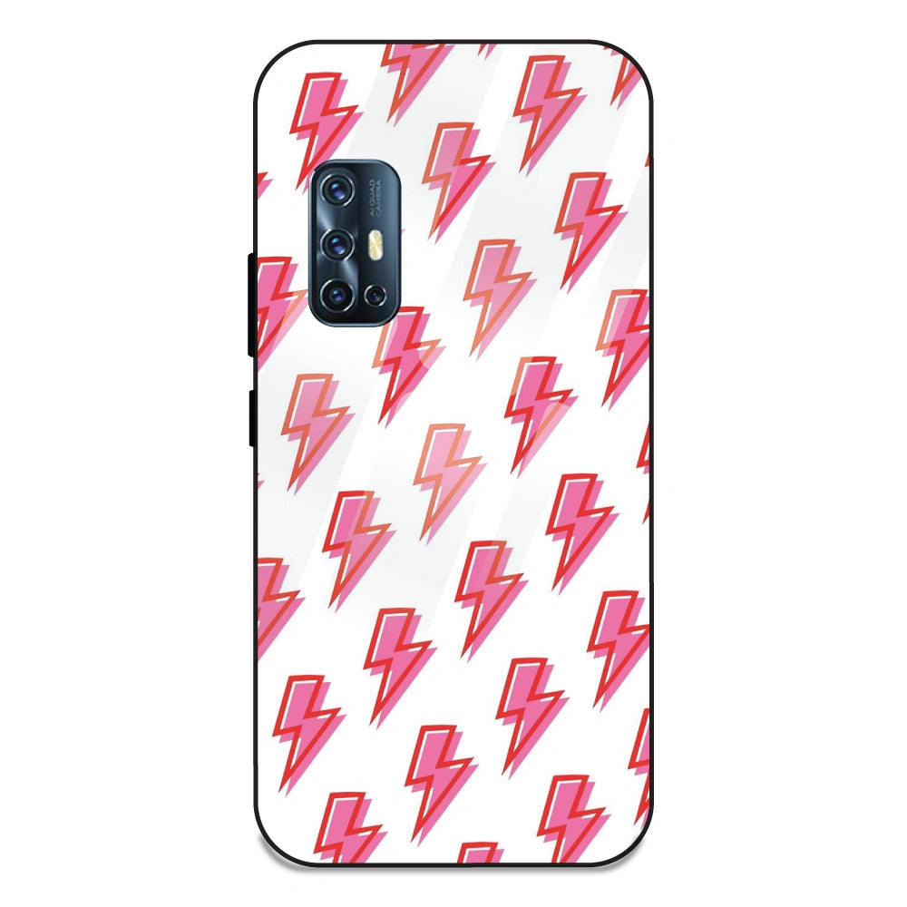 Pink Lightning Bolts - Glass Case For Vivo V17