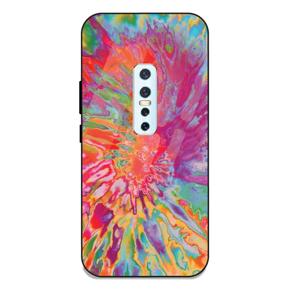 Orange Splash Tie Dye - Glass Case For Vivo V17 Pro