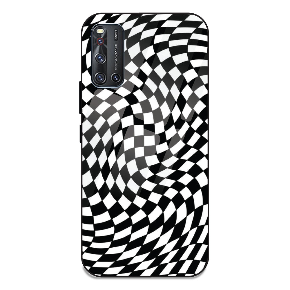 Checks - Glass Case For Vivo V19