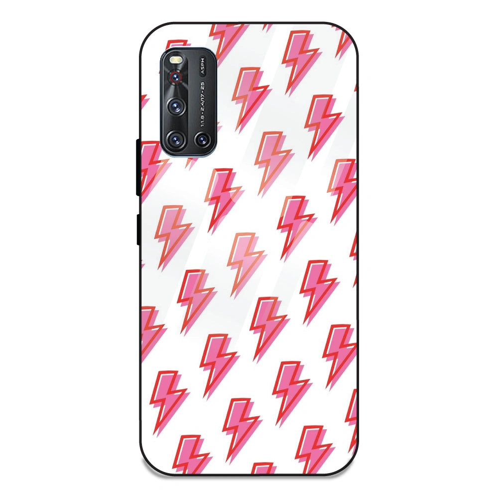 Pink Lightning Bolts - Glass Case For Vivo V19