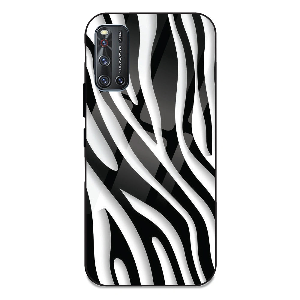 Zebra Print - Glass Case For Vivo V19