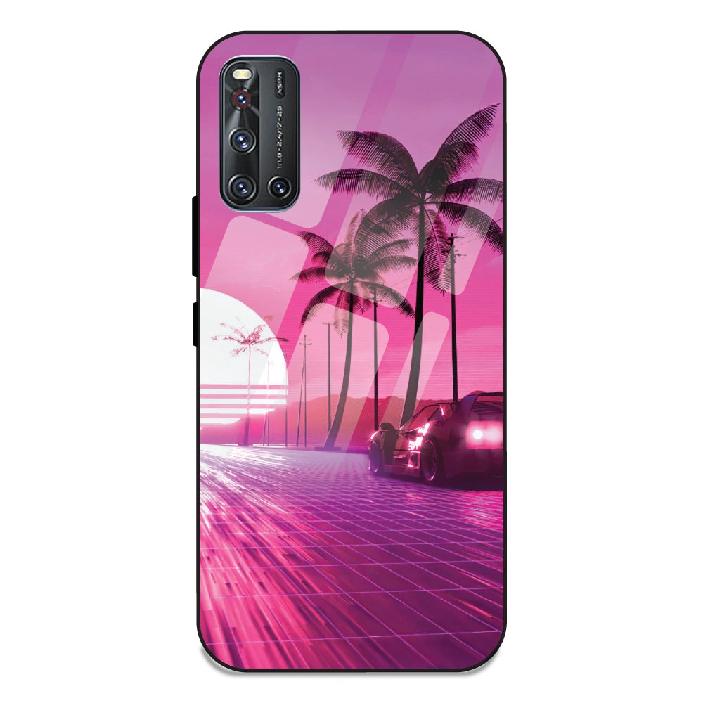 Retro Beach Synthwave - Glass Case For Vivo V19