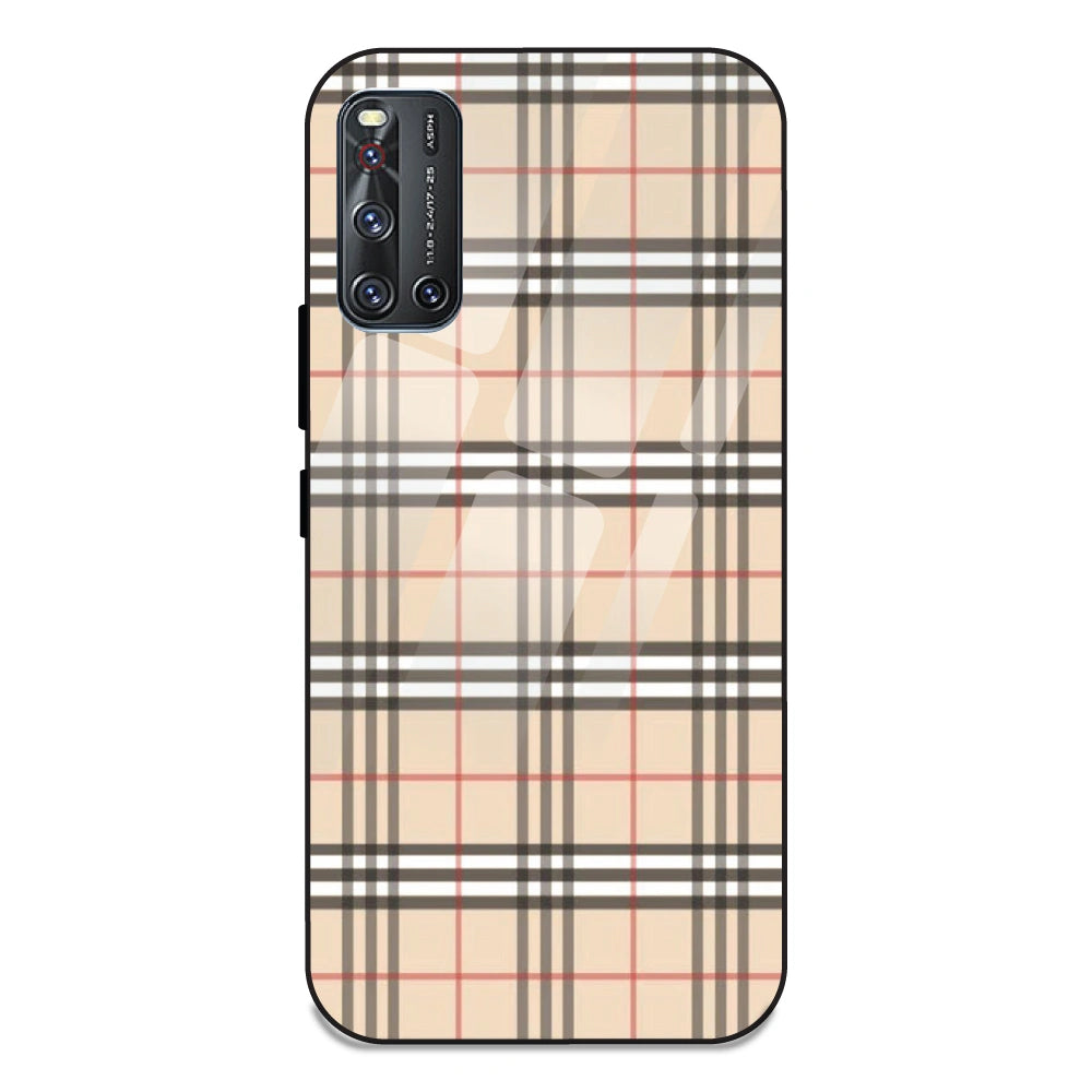 Yellow Checks - Glass Case For Vivo V19