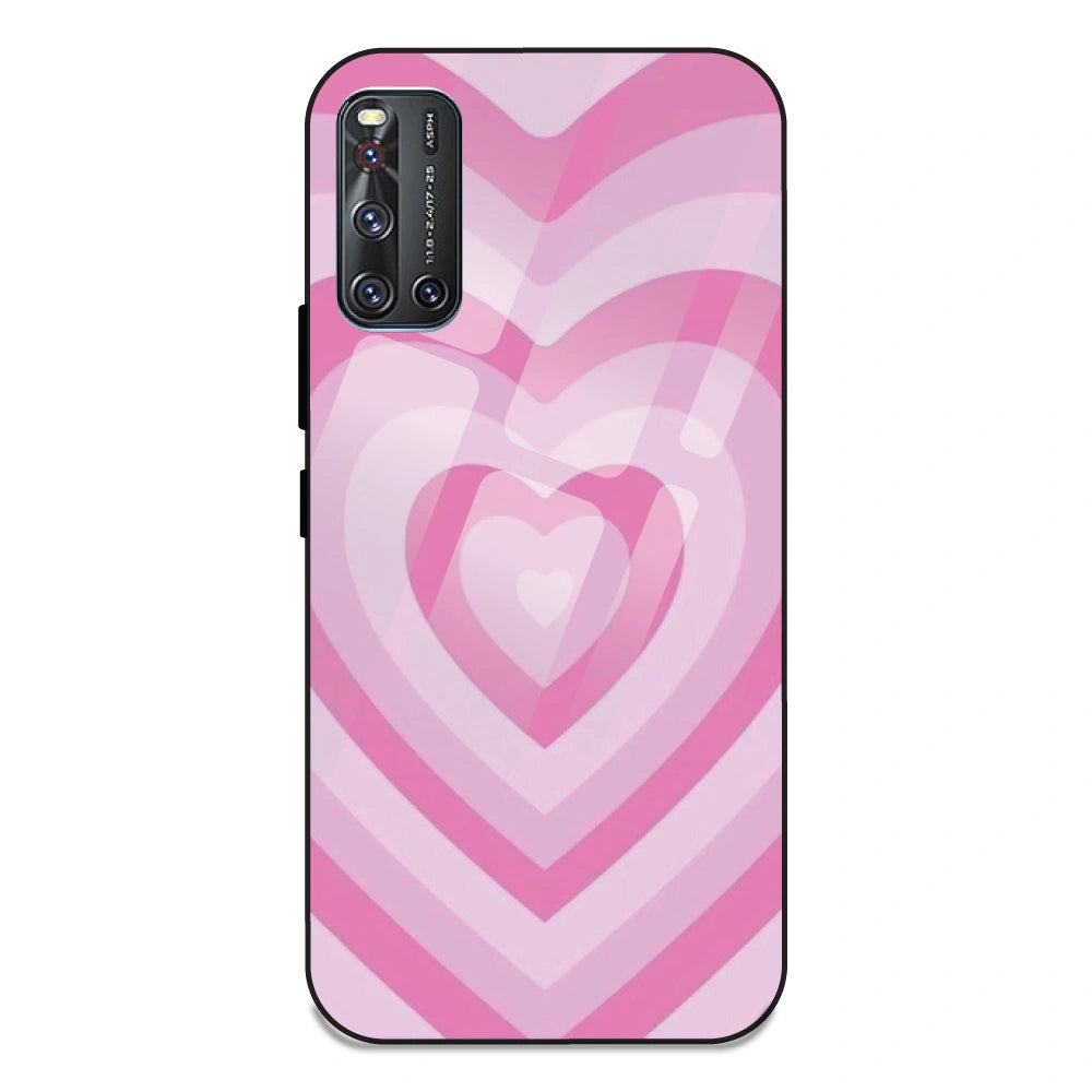 Pink Hearts - Glass Case For Vivo V19