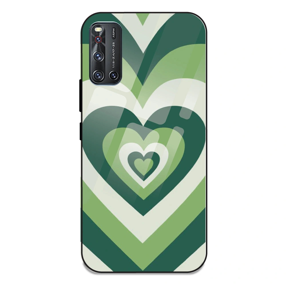 Green Hearts - Glass Case For Vivo V19