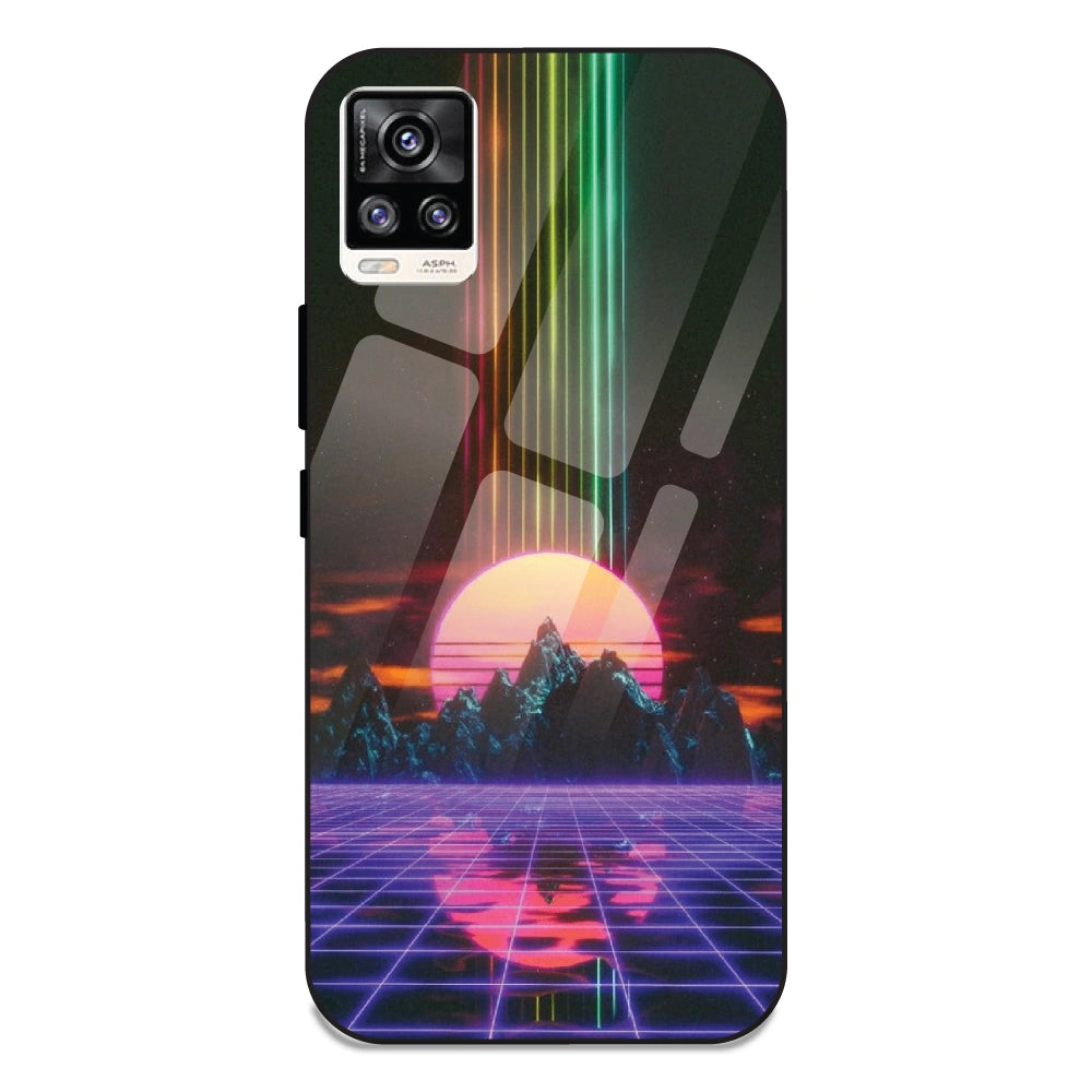 Retro Sunset Synthwave - Glass Case For Vivo V20