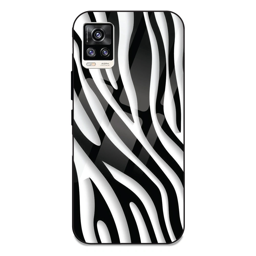 Zebra Print - Glass Case For Vivo V20