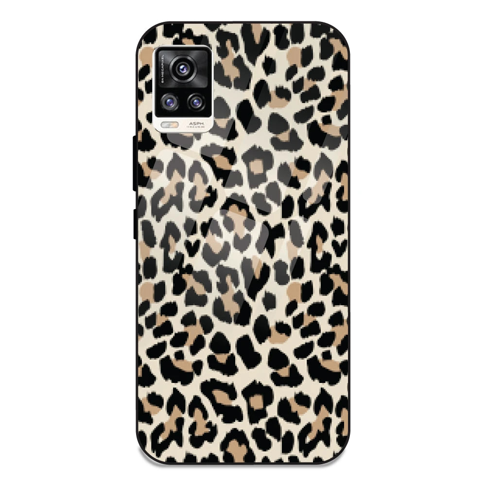 Leopard Print - Glass Case For Vivo V20