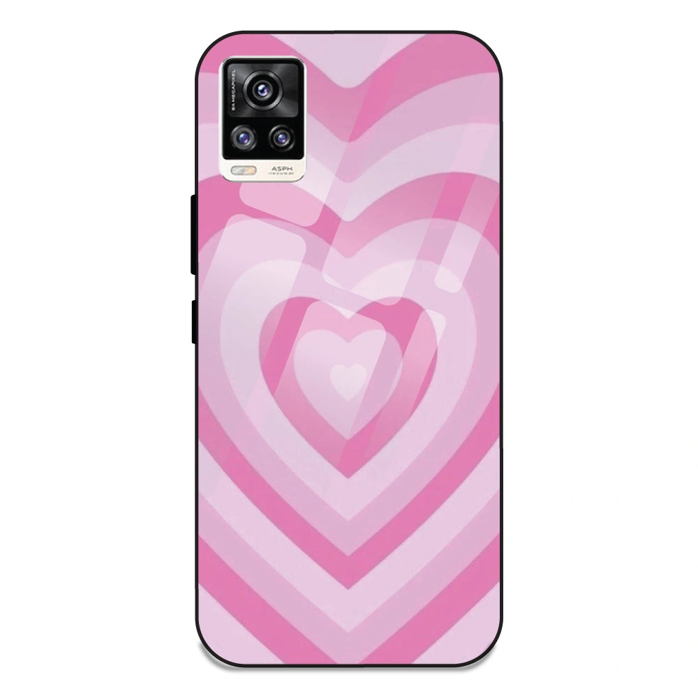 Pink Hearts - Glass Case For Vivo V20